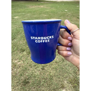 Starbuck royal Blue Bone China Porcelain Coffee Cup Mug 2009 Embossed Lettering